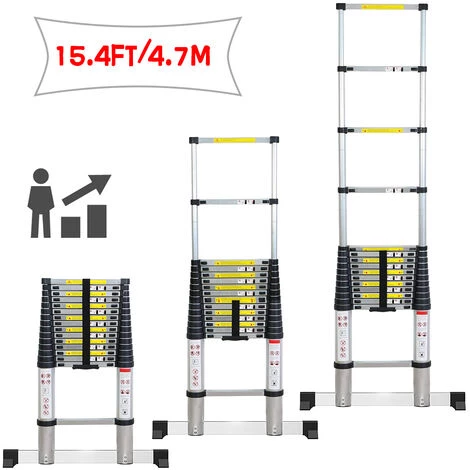 OOBEST Échelle Télescopique En Aluminium, 4,7 M, Antidérapante, échelle Extensible Polyvalente, Charge Maximale : 150 Kg 5 OOBEST Échelle Télescopique En Aluminium, 4,7 M, Antidérapante, échelle Extensible Polyvalente, Charge Maximale : 150 Kg – Image 5