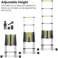 OOBEST Échelle Pliable, Échelle Télescopique, 4,7 Mètre(s), Charge Maximale: 150 Kg -Pas Cher Échelle Magasin 67391487 4