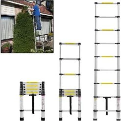 UISEBRT Échelle Télescopique 4.4M, Escabeau Télescopique En Alluminium Extensible Multifonction, Charge Max 150 Kg