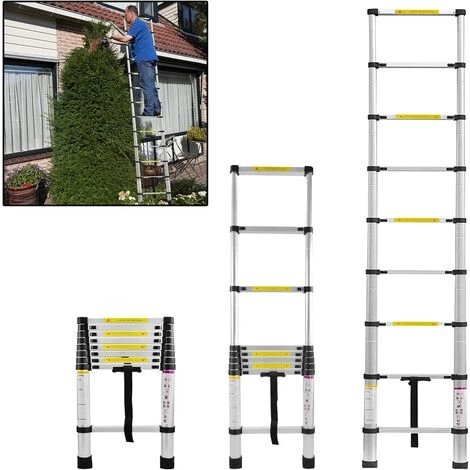 UISEBRT Échelle Télescopique 4.4M, Escabeau Télescopique En Alluminium Extensible Multifonction, Charge Max 150 Kg 1 UISEBRT Échelle Télescopique 4.4M, Escabeau Télescopique En Alluminium Extensible Multifonction, Charge Max 150 Kg