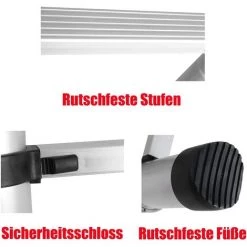 DAY PLUS Échelle Télescopique Robuste De 4,4 M - En Aluminium - Échelle Télescopique - Escabeau Pliable Pour Norme De Sécurité Polyvalente EN131 - Capacité De 150 Kg -Pas Cher Échelle Magasin 67877689 5