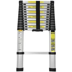 VINGO Echelle Télescopique 3,8m Jusqu'à 150 Kg Escabeau Stable En Aluminium 3,8 M - Argent