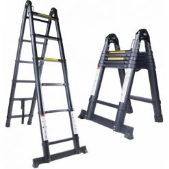 Cisea Échelle Télescopique Polyvalente 3.8 M En Aluminium Pliante, Extenable Échelle à Coulisse Multifonction Noir - 1.9M+1.9M -Pas Cher Échelle Magasin 68078255 4