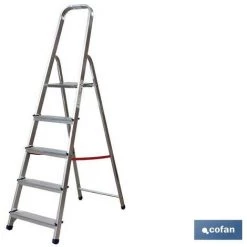 COFAN Escabeau En Aluminium Domestique De 2 à 8 Marches | Hauteurs De 0,41 Jusqu'à 2,41 Mètres | Norme EN131