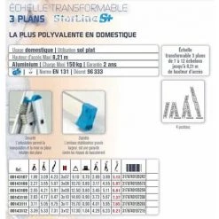 TUBESCA COMABI Tubesca - Echelle Transformable 3 Plans 7+7+7 échelons Haut. D'accès Max 5,13m - STARLINE S+ -Pas Cher Échelle Magasin 6919008 3