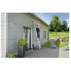 Hailo - Echelle Télescopique 13 Marches Haut. De Travail 4,50m - FlexiLine -Pas Cher Échelle Magasin 6919422 4