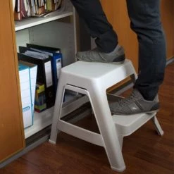 NOVAP Marchepied 2 Marches Blanc Moucheté - 5161005 -Pas Cher Échelle Magasin 7297893 3