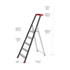 ESCALUX Escabeau Aluminium Pro 5 Marches PROLUX PLUS