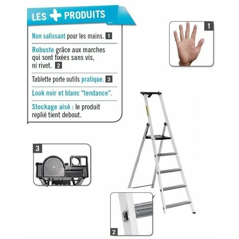 Centaure – Escabeau Aluminium Laqué 3 Marches 2,60m - MB 2 Centaure – Escabeau Aluminium Laqué 3 Marches 2,60m - MB – Image 2