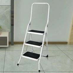 FACILITYS Marchepied Escabeau Acier 3 Marches Larges Sécurité -Pas Cher Échelle Magasin 8281 3