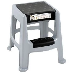 EDA - Escabeau Avec Coffre De Rangement - Gris Et Noir