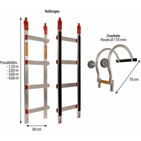 ECHELLE DIRECT - MATISERE Echelle De Toit Alu Avec Crochet - Ecartement Des Barreaux 25cm - Longueur 5.00m - HIM4538/250/500 2 ECHELLE DIRECT - MATISERE Echelle De Toit Alu Avec Crochet - Ecartement Des Barreaux 25cm - Longueur 5.00m - HIM4538/250/500 – Image 2